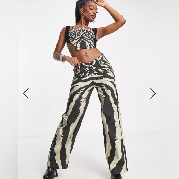 THE KRIPT v waist baggy jeans in abstract zebra - part of a set - Picture 6 of 10